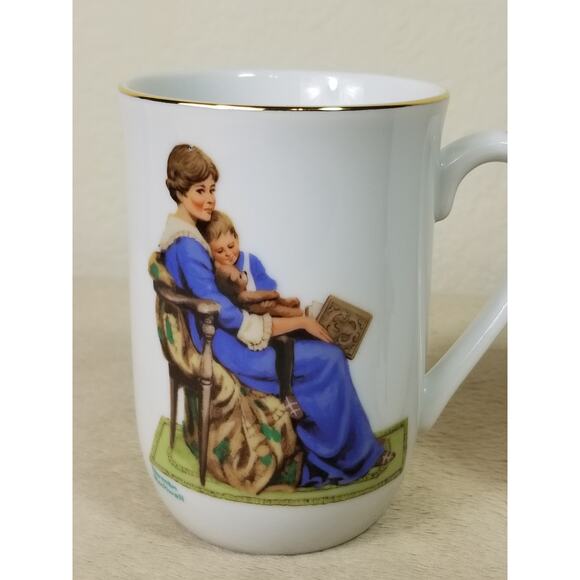 Norman Rockwell Coffee Mug Teacup 10oz Bedtime 4 1/4" The Lighthouse 1982 x2 - Picture 2 of 13